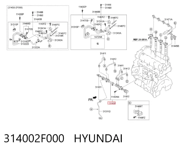 Rozdzielacz paliwa 314002F000 Hyundai/Kia