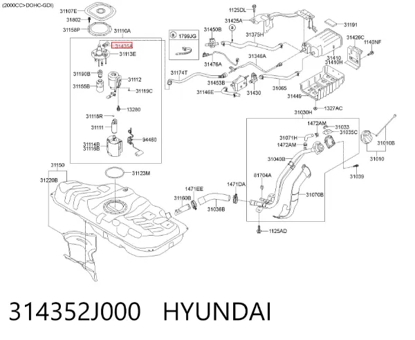 Czujnik ciśnienia paliwa Hyundai Sonata VIII