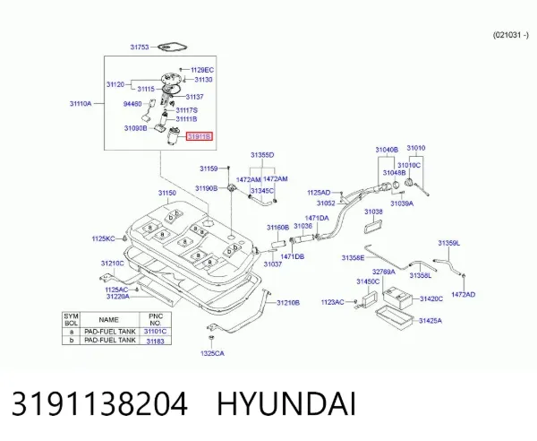 Filtr paliwa 3191138204 Hyundai/Kia