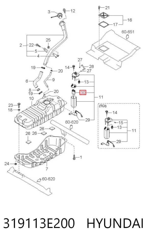 Filtr paliwa 319113E200 Hyundai/Kia