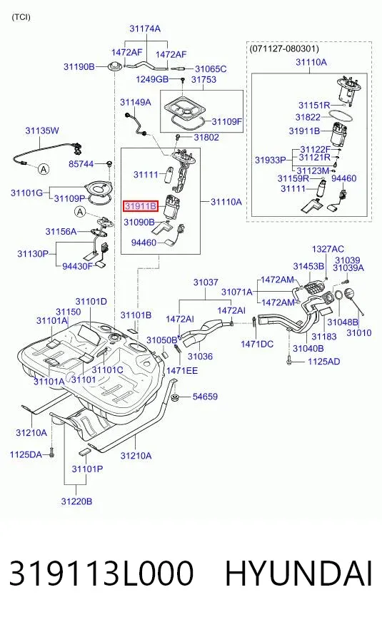Filtr paliwa 319113L000 Hyundai/Kia