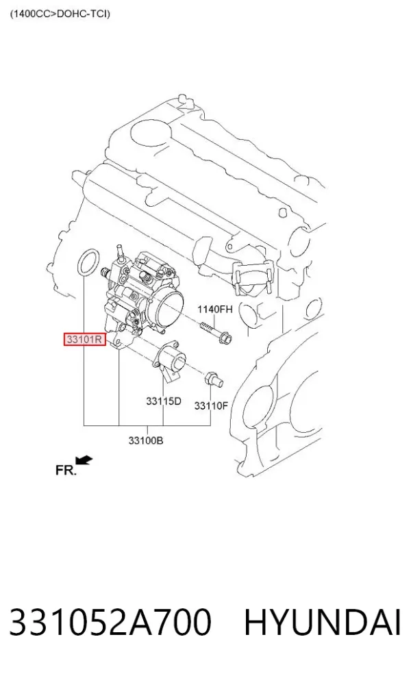 Uszczelka pokrywy zaworowej silnika, pierścień 331052A700 Hyundai/Kia