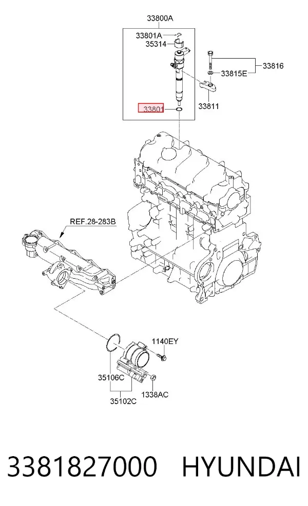 Pierścień uszczelniający wtryskiwacza 3381827000 Hyundai/Kia