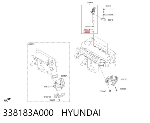 Pierścień uszczelniający wtryskiwacza 338183A000 Hyundai/Kia