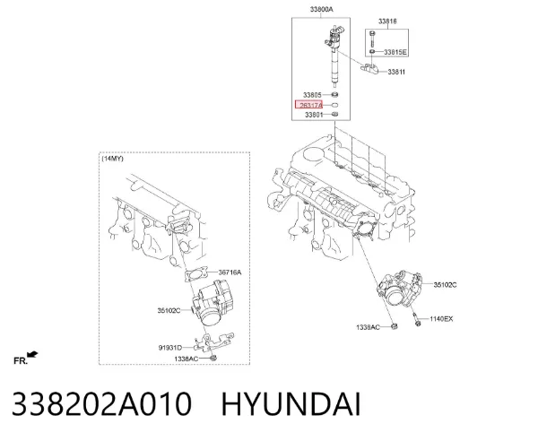 Pierścień uszczelniający wtryskiwacza 338202A010 Hyundai/Kia
