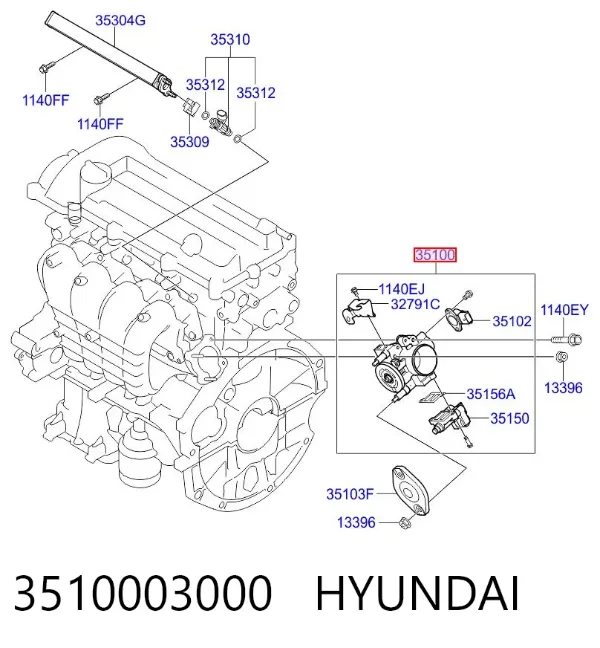 Przepustnica, komplet Hyundai I10 PA