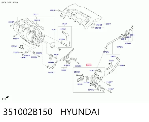 Przepustnica, komplet 351002B150 Hyundai/Kia