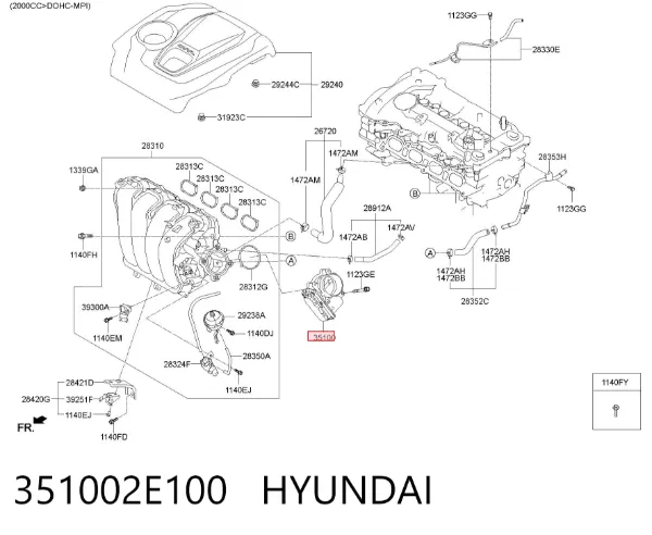 Przepustnica, komplet 351002E100 Hyundai/Kia