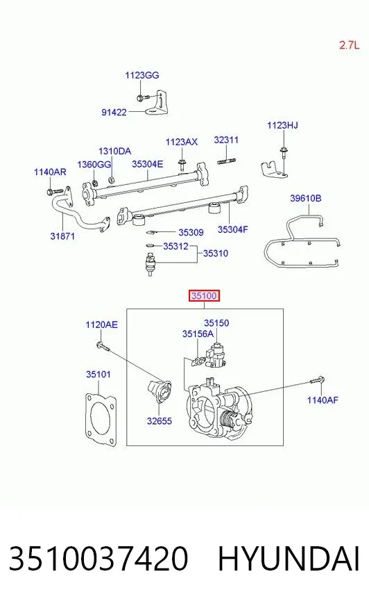 Przepustnica, komplet 3510037420 Hyundai/Kia