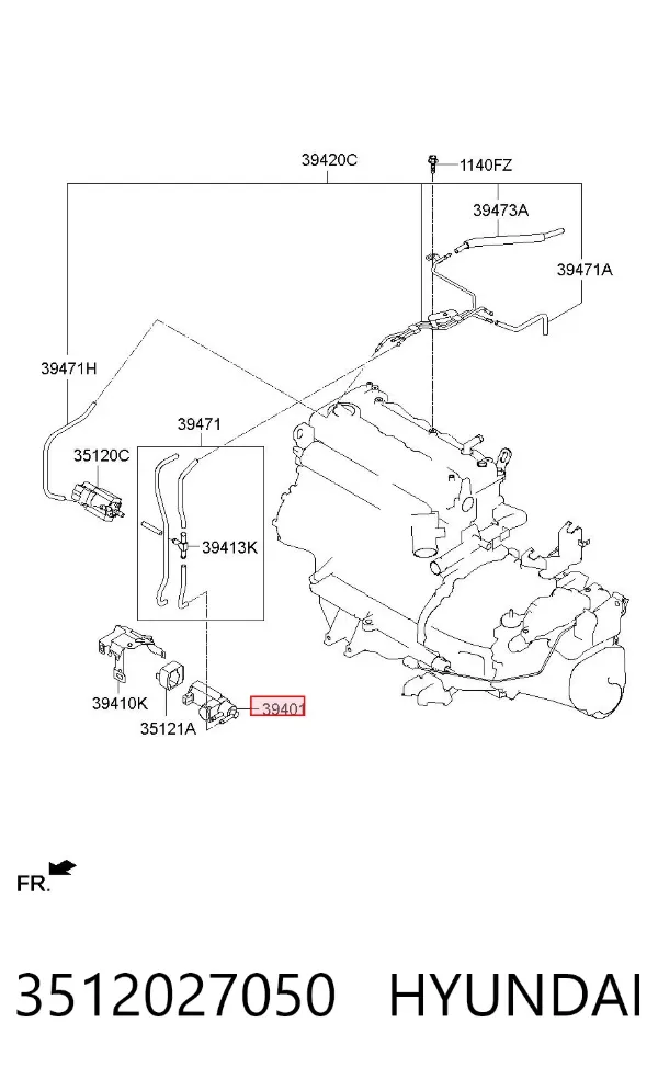 Zawór elektromagnetyczny regulacji klapy EGR 3512027050 Hyundai/Kia