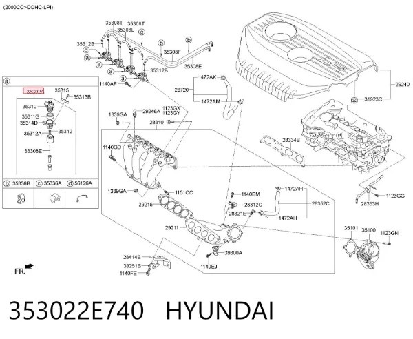 Wtryskiwacz paliwa 353022E740 Hyundai/Kia