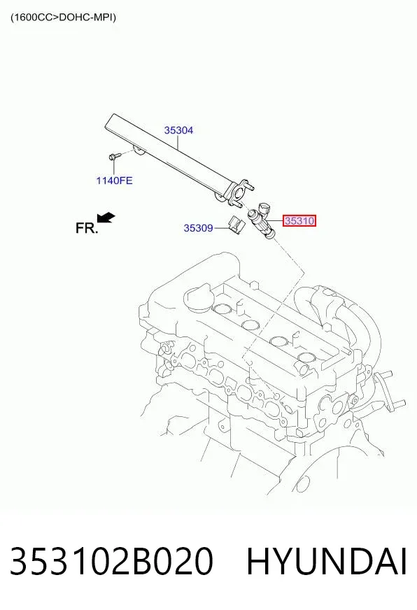 Wtryskiwacz paliwa 353102B020 Hyundai/Kia