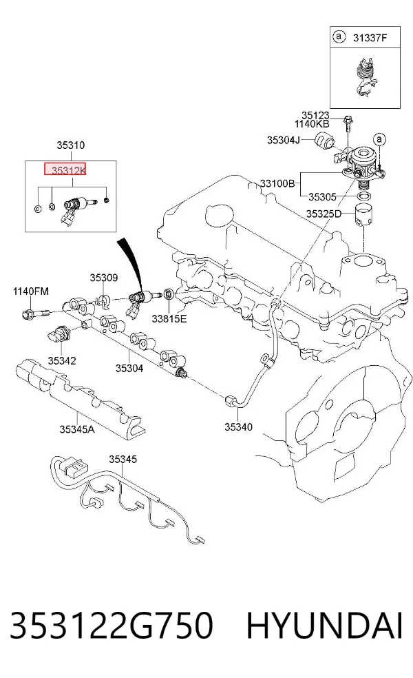 Pierścień uszczelniający wtryskiwacza 353122G750 Hyundai/Kia