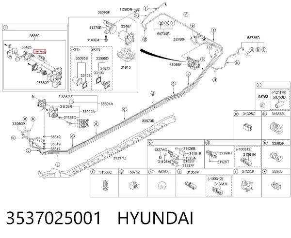 Czujnik ciśnienia paliwa 3537025001 Hyundai/Kia