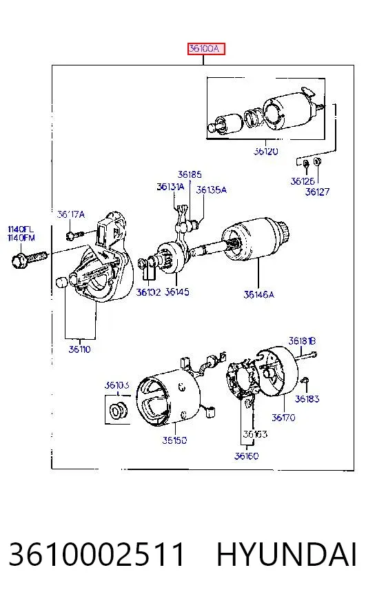 Rozrusznik 3610002511 Hyundai/Kia