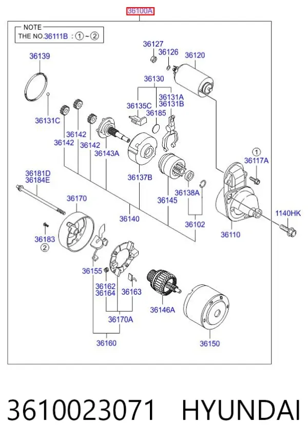 Rozrusznik 3610023071 Hyundai/Kia