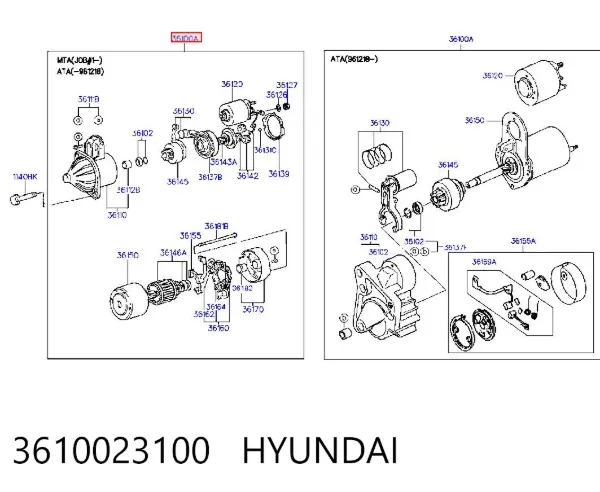Rozrusznik 3610023100 Hyundai/Kia