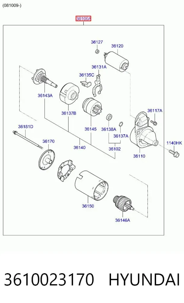 Rozrusznik 3610023170 Hyundai/Kia