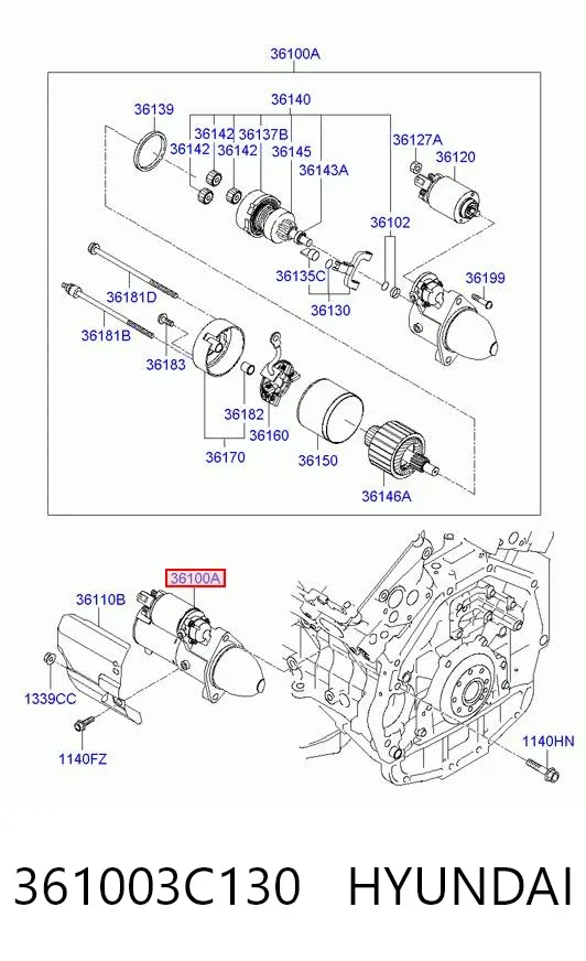 Rozrusznik 361003C130 Hyundai/Kia