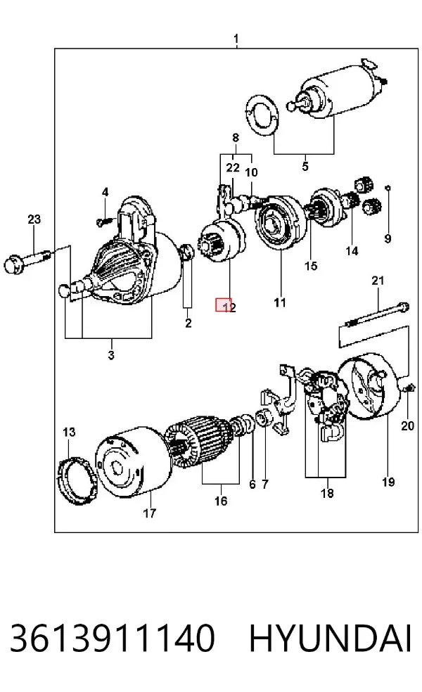 Bendiks rozrusznika 3613911140 Hyundai/Kia