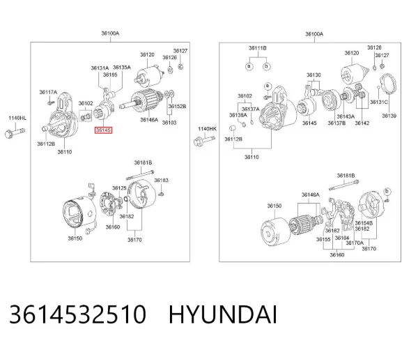 Bendiks rozrusznika 3614532510 Hyundai/Kia