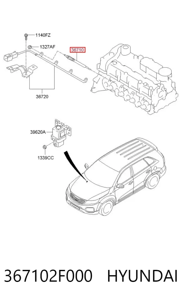 Świeca żarowa 367102F000 Hyundai/Kia