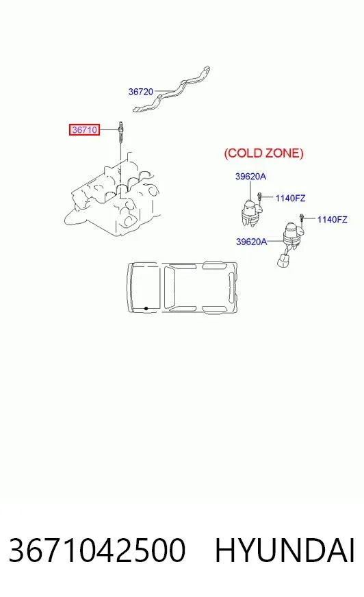 Świeca żarowa 3671042500 Hyundai/Kia