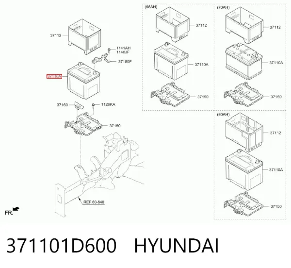 Bateria (akumulator) 371101D600 Hyundai/Kia