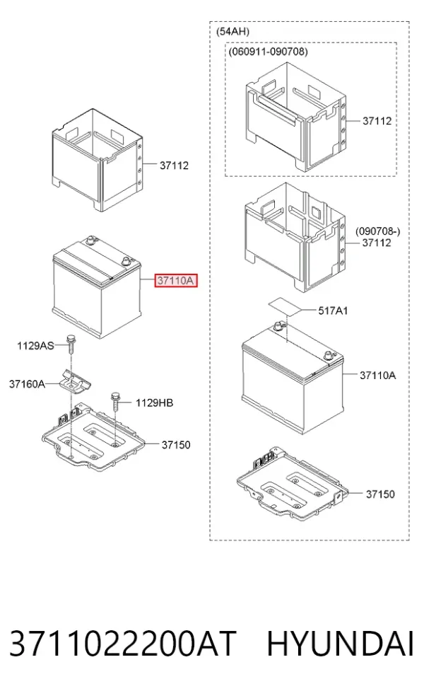 Bateria (akumulator) 3711022200AT Hyundai/Kia
