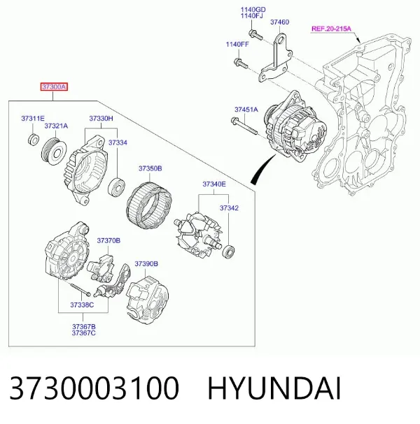 Alternator 3730003100 Hyundai/Kia