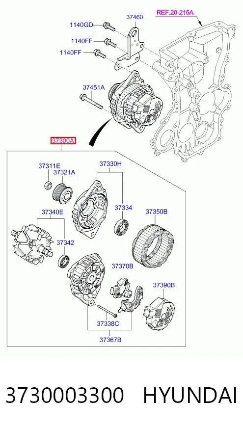 Alternator 3730003300 Hyundai/Kia