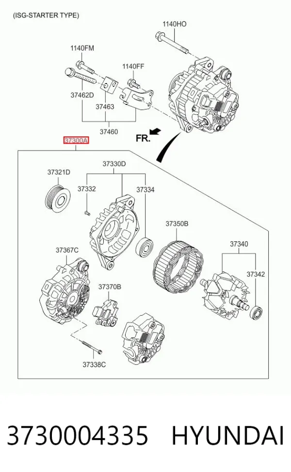 Alternator 3730004335 Hyundai/Kia