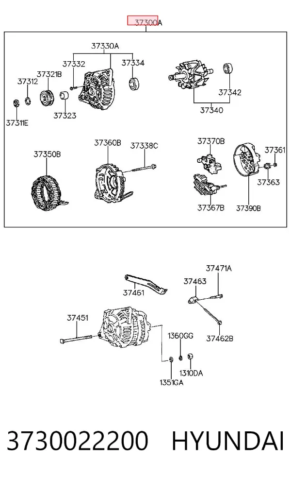 Alternator 3730022200 Hyundai/Kia