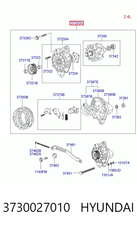 Alternator 3730027010 Hyundai/Kia