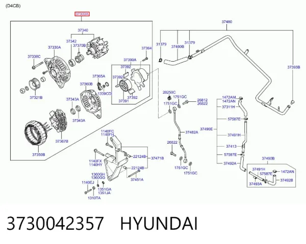 Alternator 3730042357 Hyundai/Kia