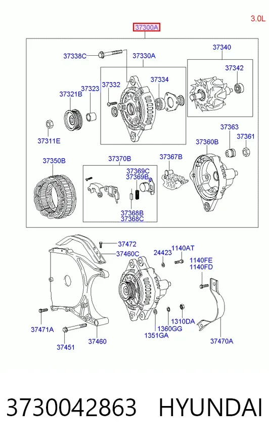 Alternator 3730042863 Hyundai/Kia