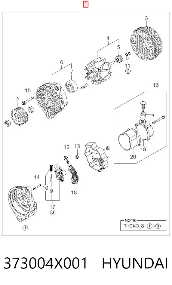 Alternator 373004X001 Hyundai/Kia