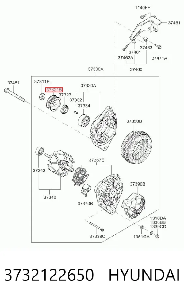 Koło pasowe alternatora 3732122650 Hyundai/Kia