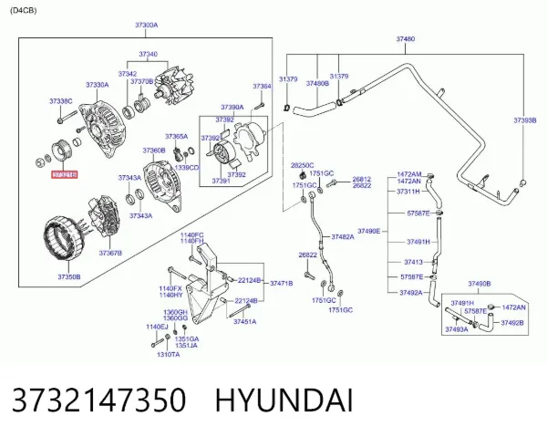 Koło pasowe alternatora 3732147350 Hyundai/Kia