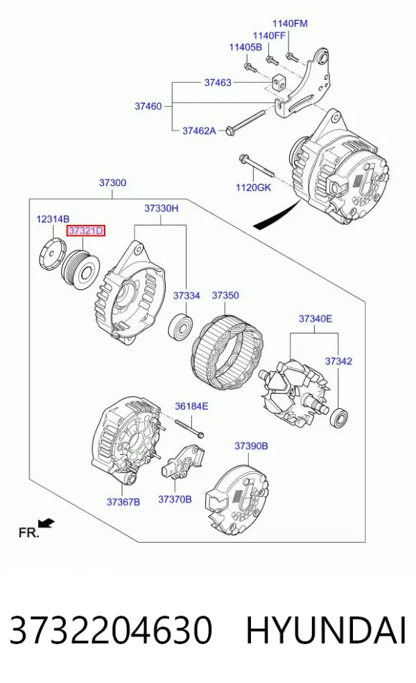 Koło pasowe alternatora 3732204630 Hyundai/Kia