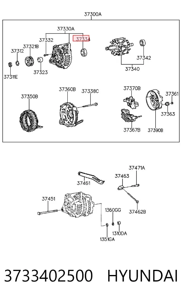 Łożysko alternatora 3733402500 Hyundai/Kia