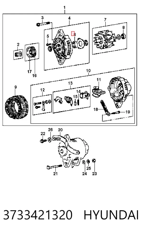 Łożysko alternatora 3733421320 Hyundai/Kia