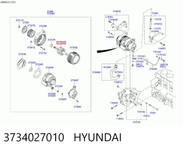 Wirnik alternatora 3734027010 Hyundai/Kia