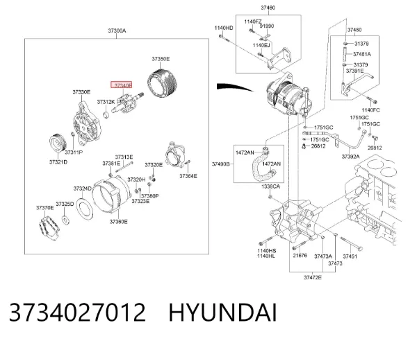 Wirnik alternatora 3734027012 Hyundai/Kia