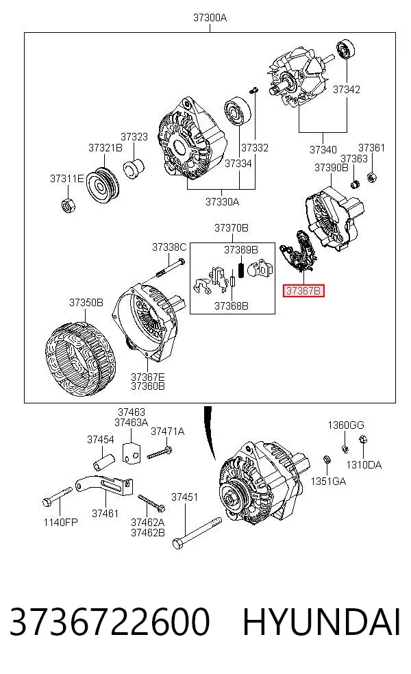Mostek prostowniczy alternatora = Moster diodowy alternatora 3736722600 Hyundai/Kia