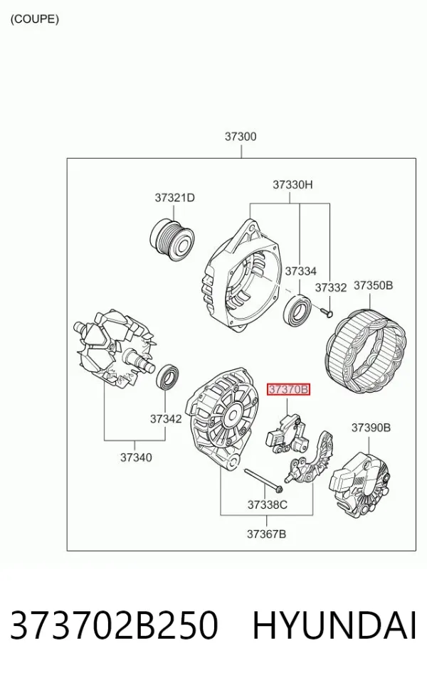Regulator alternatora (przekaźnik ładowania) 373702B250 Hyundai/Kia