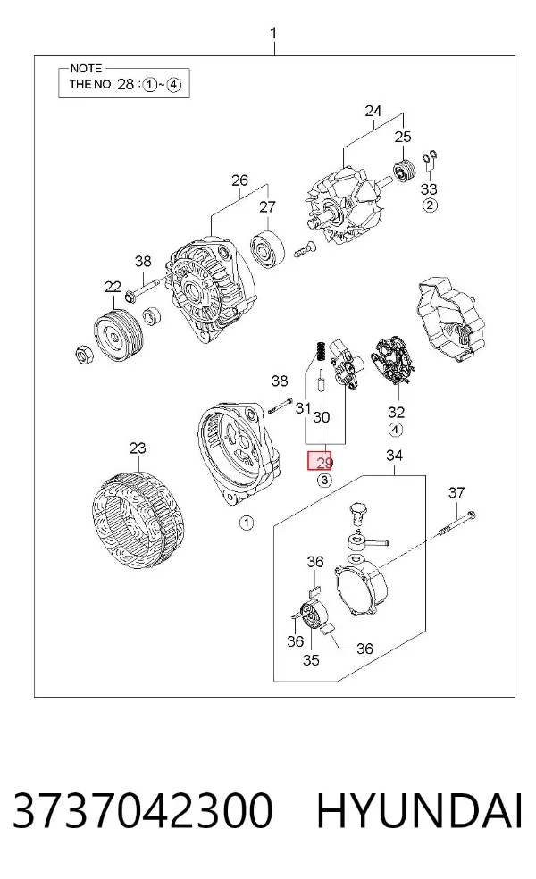 Regulator alternatora (przekaźnik ładowania) 3737042300 Hyundai/Kia