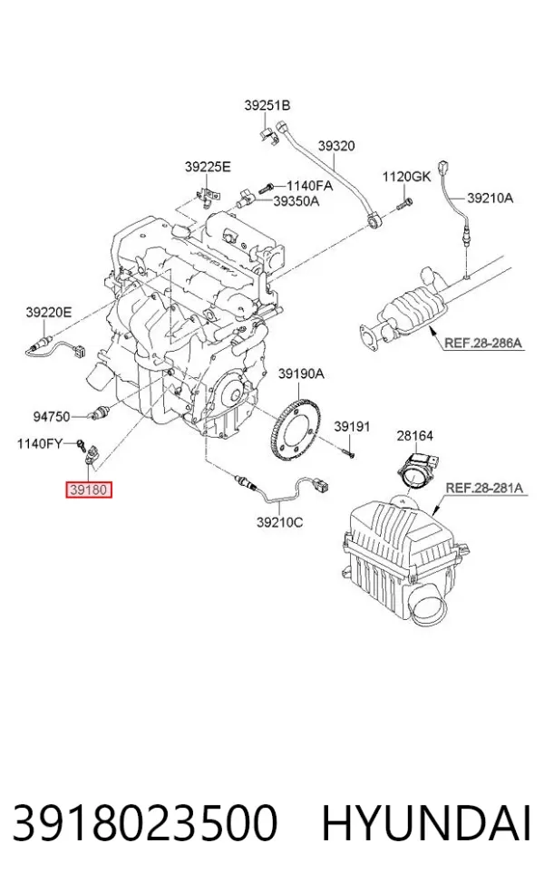 Czujnik położenia wału korbowego 3918023500 Hyundai/Kia