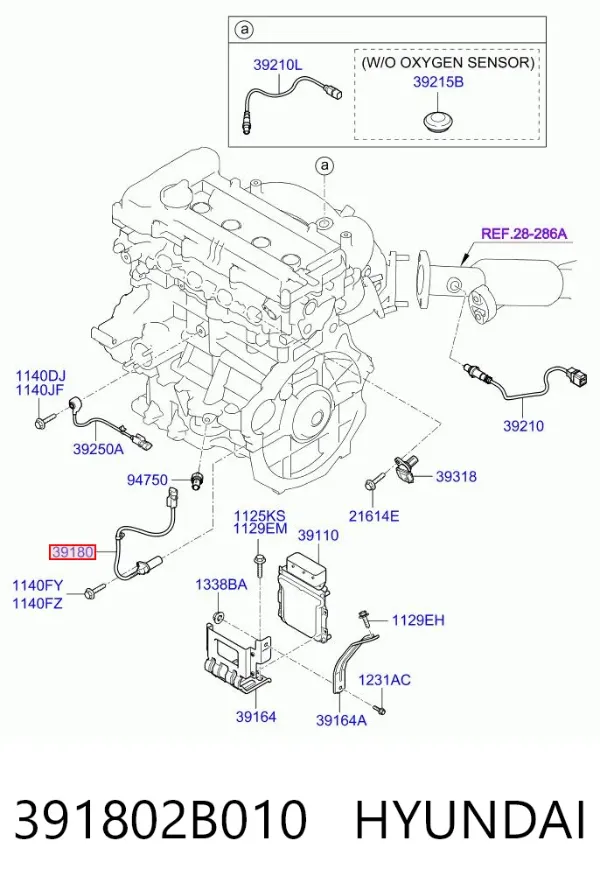Czujnik położenia wału korbowego 391802B010 Hyundai/Kia