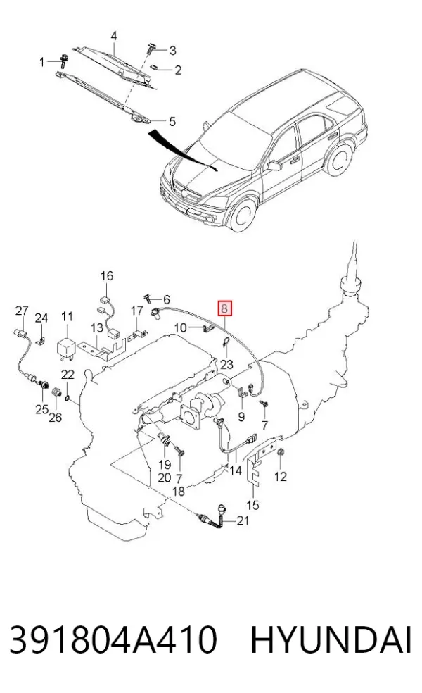 Czujnik położenia wału korbowego 391804A410 Hyundai/Kia